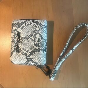 Betsey Johnson Black and White Snakeskin Wallet Wristlet